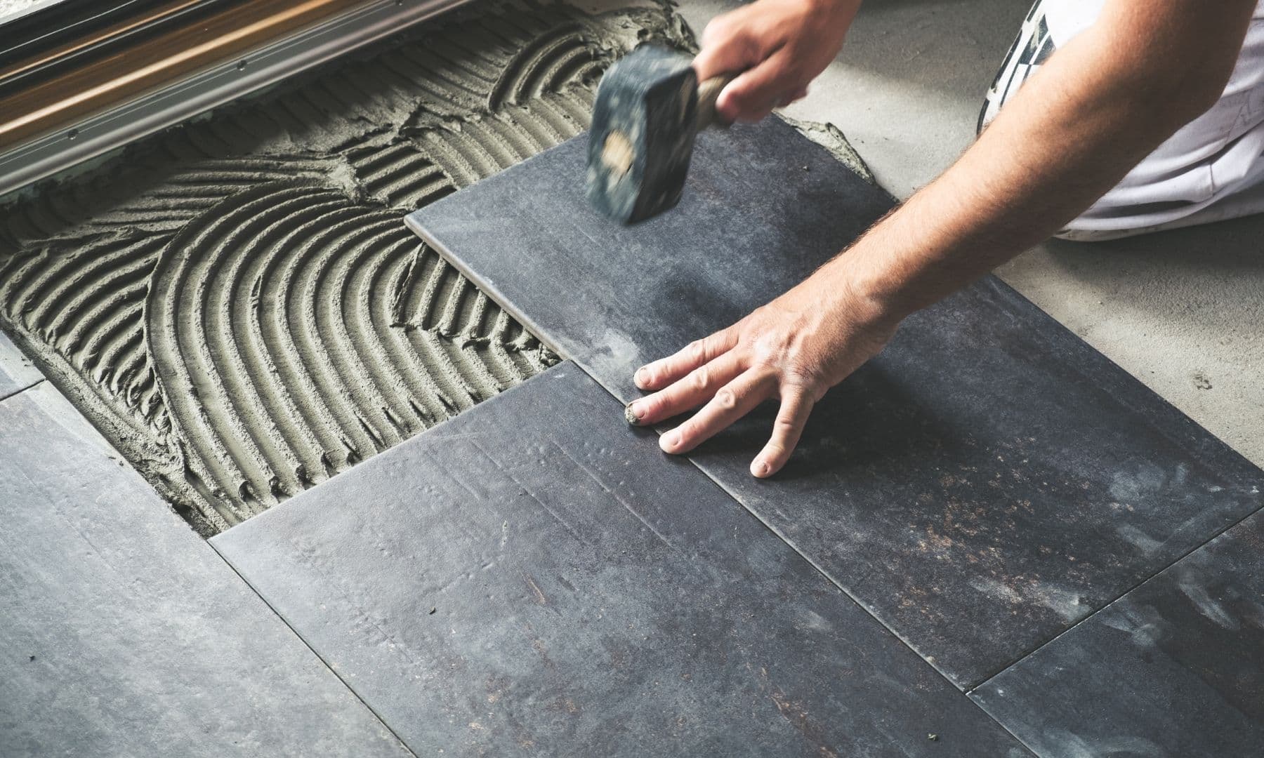 Ceramic tile floor installation project