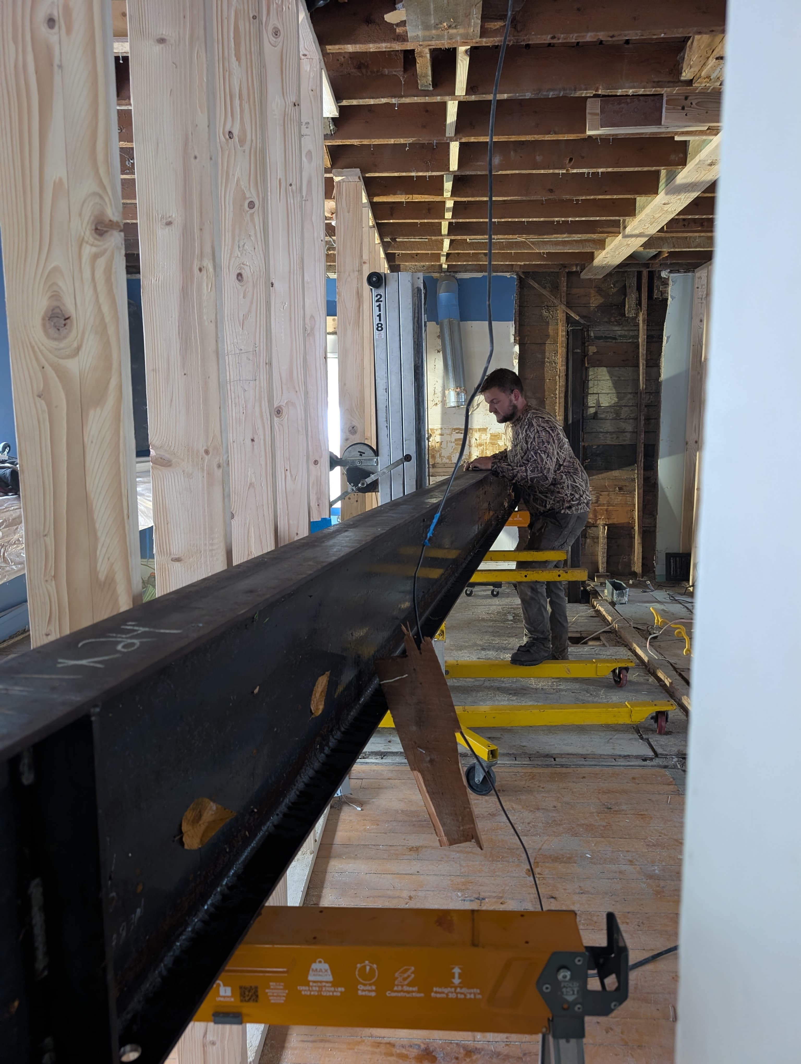 Commercial structural steel beam installation by Pro-Tech Contracting